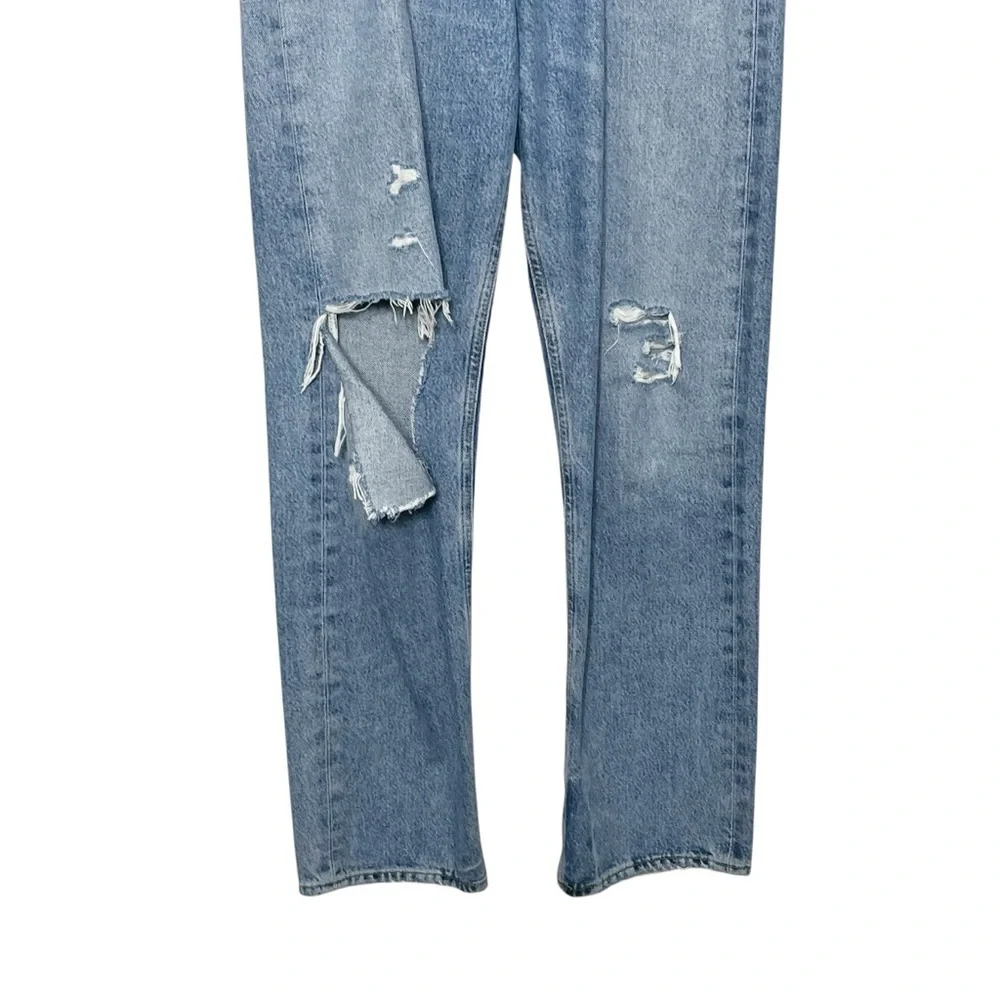 AGOLDE 90s High Rise Straight Jeans Women’s 27 Blue Casual Streetwear Distressed - Picture 4 of 14